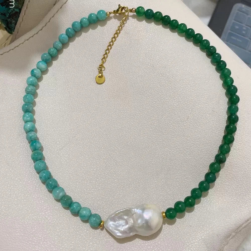 Malachite Coin Pendant Necklace Rope Knot — Green | KIMLUD