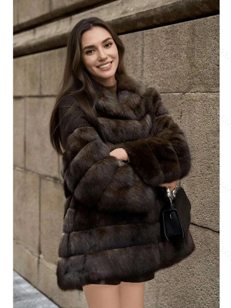 KIMLUD, High Quality Fur Coat Imitation Mink Fur Women Fur Coat 2025 New Winter Thick Temperament Leisure Warm Hooded Women Fur Coat 627, KIMLUD Womens Clothes