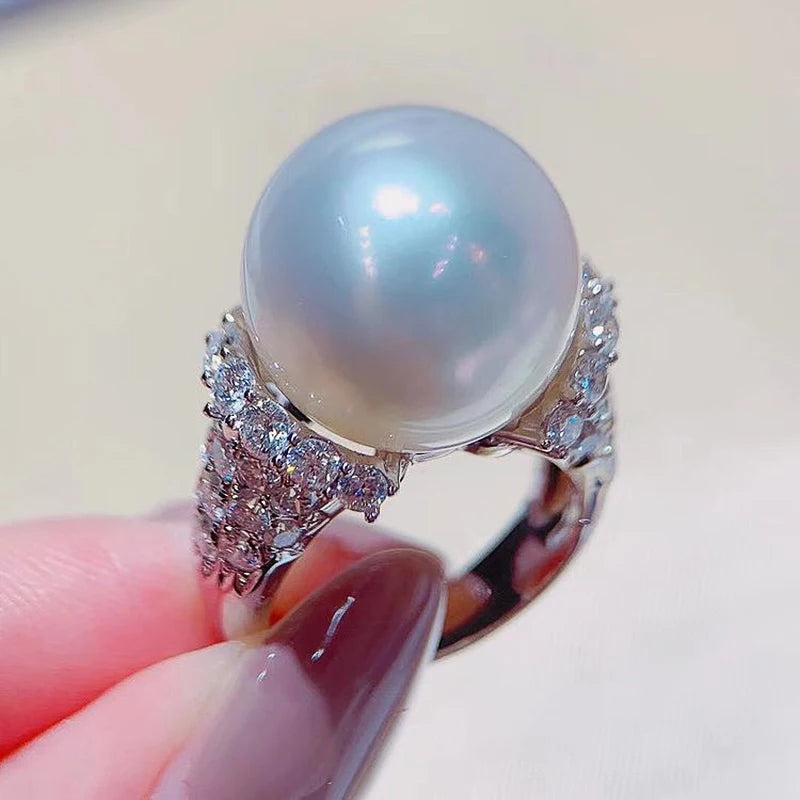 Huitan Sweet Imitation Pearl Rings Women Engagement Wedding Party Luxury Fashion Female Finger Accessories Eternity Jewelry 2022