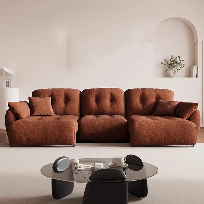 Velvet Designer Living Room Sofa Multifunctional Electric Adjustment — Burnt Orange | KIMLUD