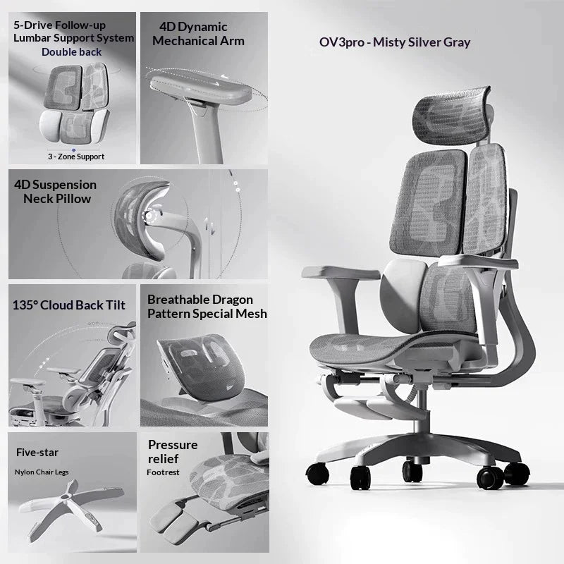 Mesh Executive Office Chair Ergonomic Adjustable — Cool Gray | KIMLUD