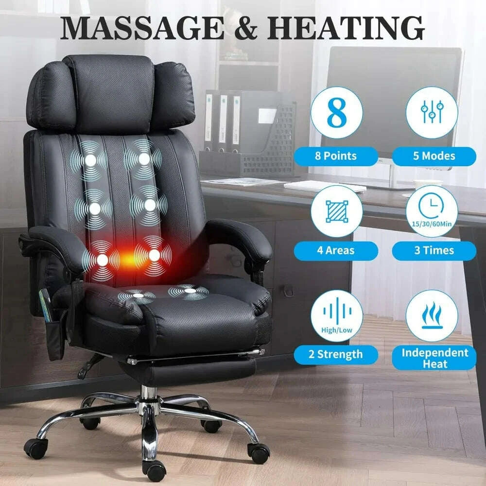 KIMLUD, Massage Office Chair with Heat and 8 Vibration Points Big and Tall Executive Office Chair with Adjustable Headrest, Extra Wide S, KIMLUD Womens Clothes