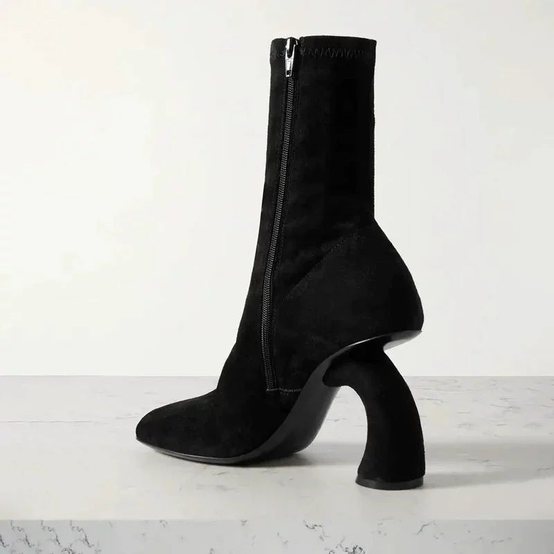 Metallic Ankle Boots Square Toe — Forest Green | KIMLUD