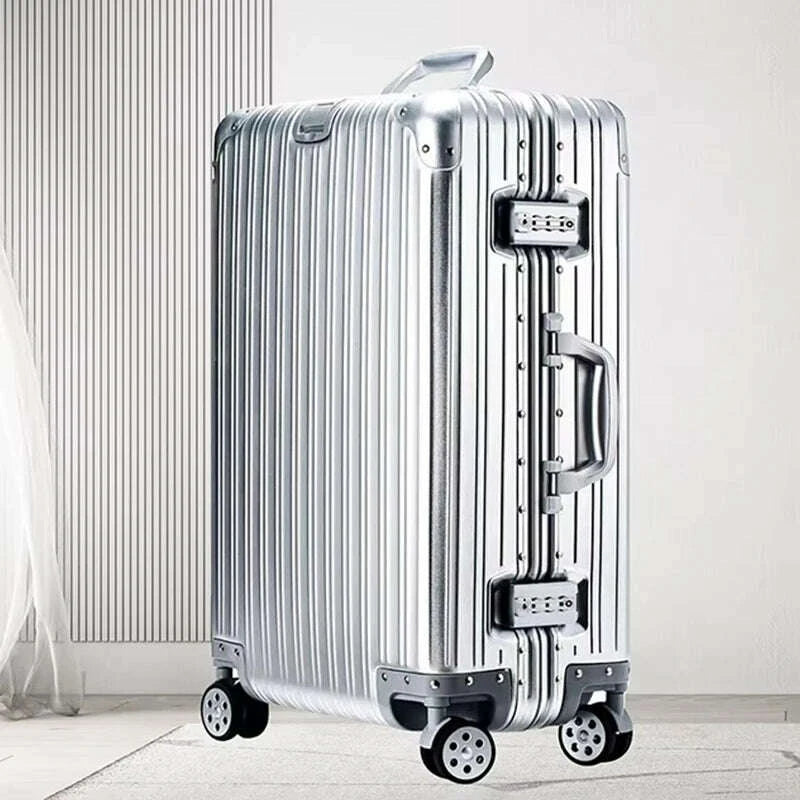 KIMLUD, 100% Aluminum Suitcase Cabin 20/26/30 inch TSA Customs Lock Aluminum Carry on Luggage Metal Hard Trolley Case Travel Suitcases, KIMLUD Womens Clothes