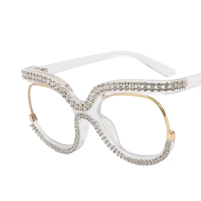 Plastic Diamond-Decorated Reading Glasses — Clear | KIMLUD