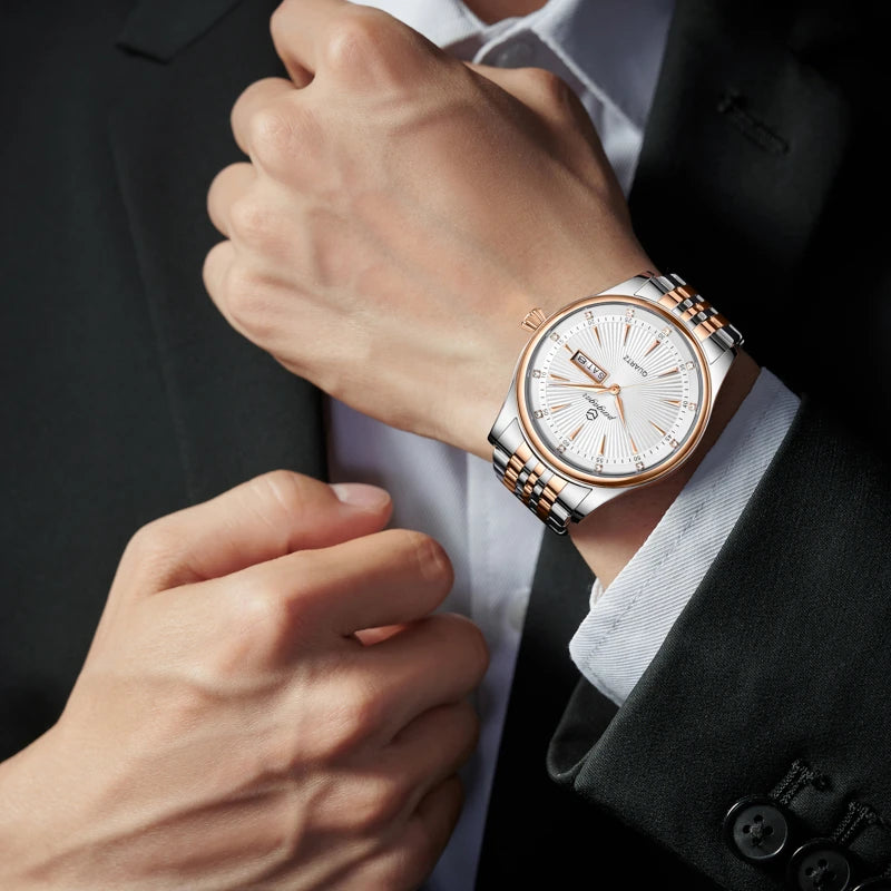 PENGAGAR Luxury Men's Watches Waterproof Stainless Steel Luminous Men Watch Date Chronograph High Quality Quartz Male Wristwatch