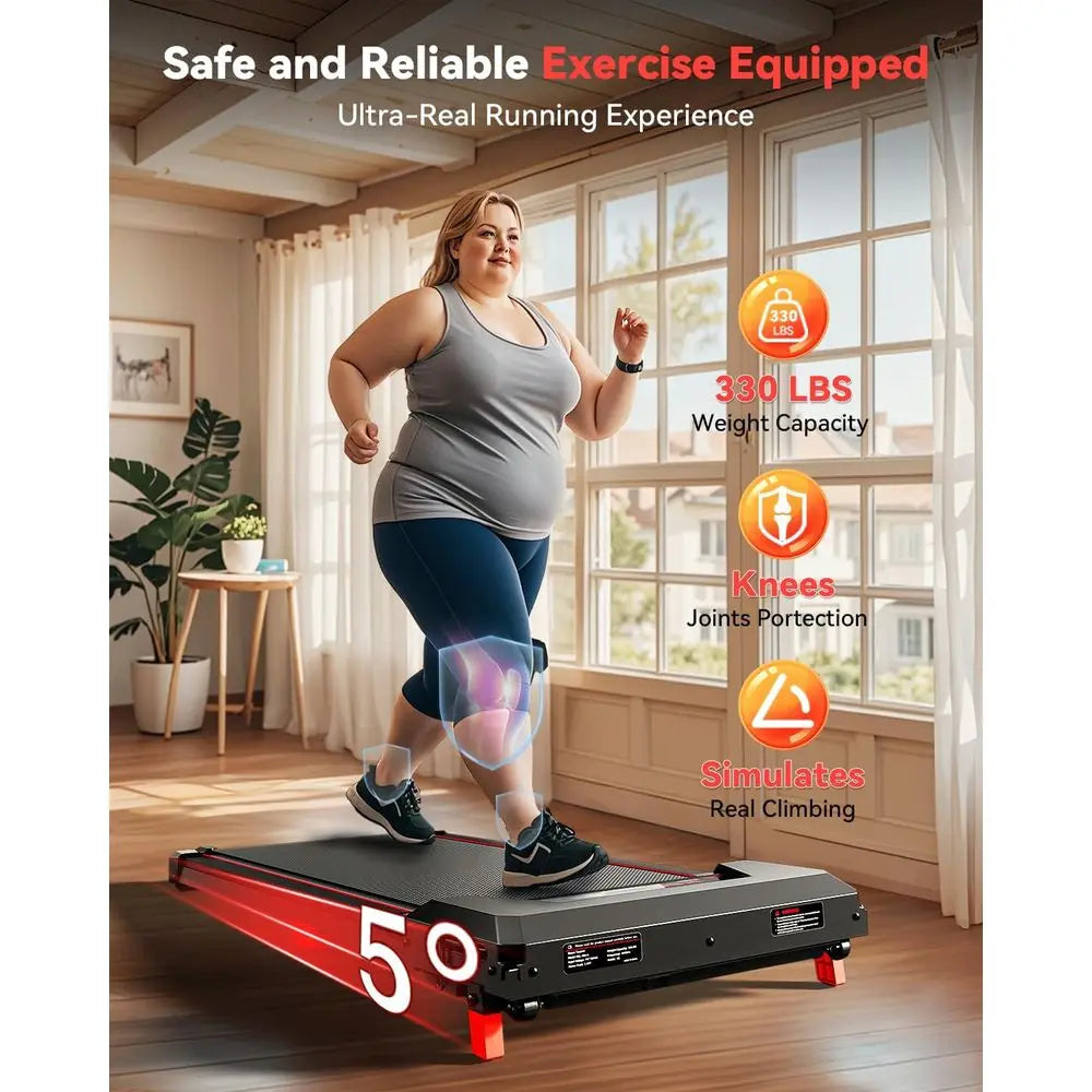 Compact Desk Treadmill With Incline, 2.5HP Quiet Home Office Run — Black | KIMLUD