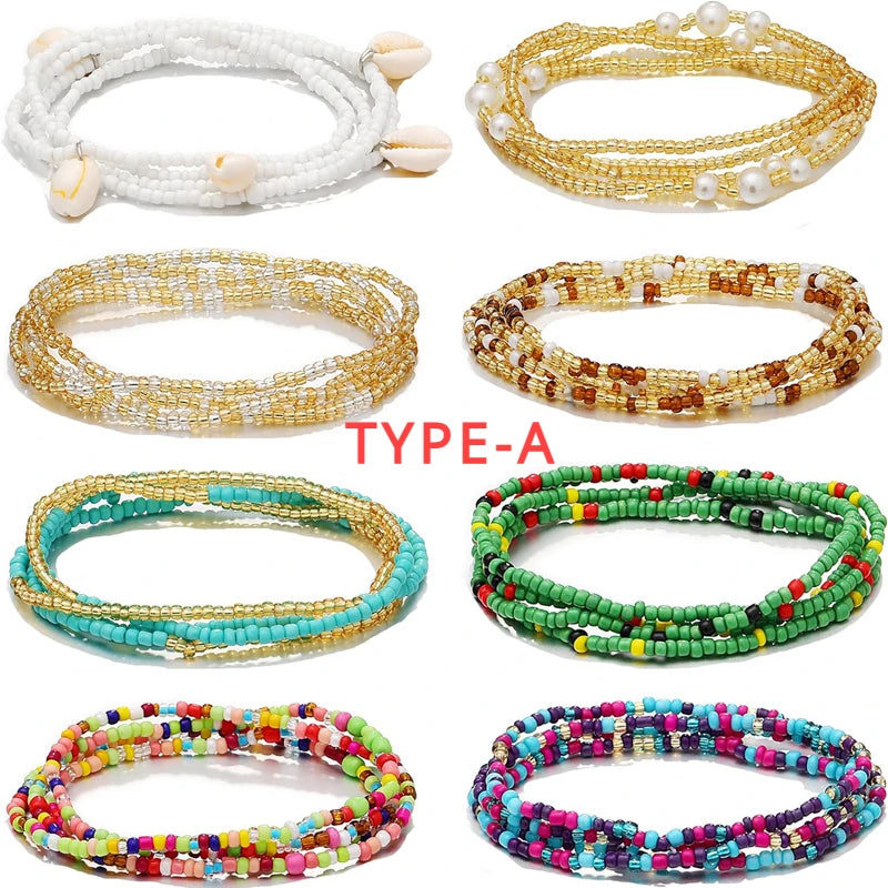 Elastic Layered Waist Beads African Belly Chain Body Jewelry — Multicolor | KIMLUD