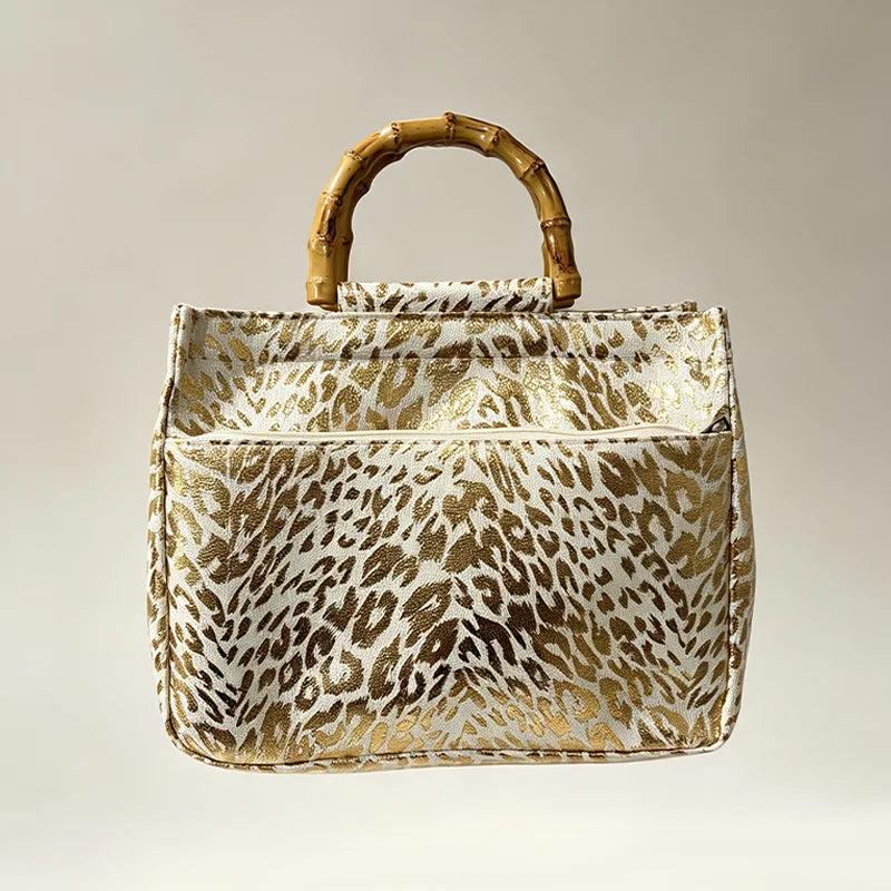 Tote Bag – Leopard Print – Polyester – Golden Leopard | KIMLUD