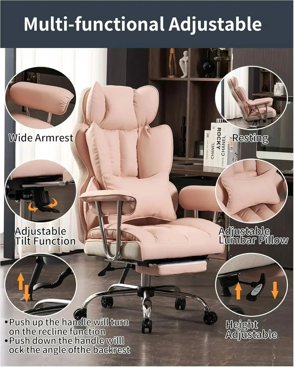 Hot-sellingBig and Tall Office Chair 400LBS, Heavy Duty Executive Office Chair with Foot Rest, Home Office Desk Chairs