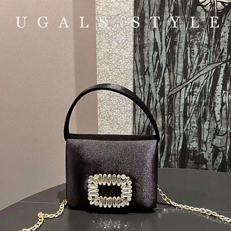Crystal-Embellished Satin Evening Bag Tassel — Crystal | KIMLUD
