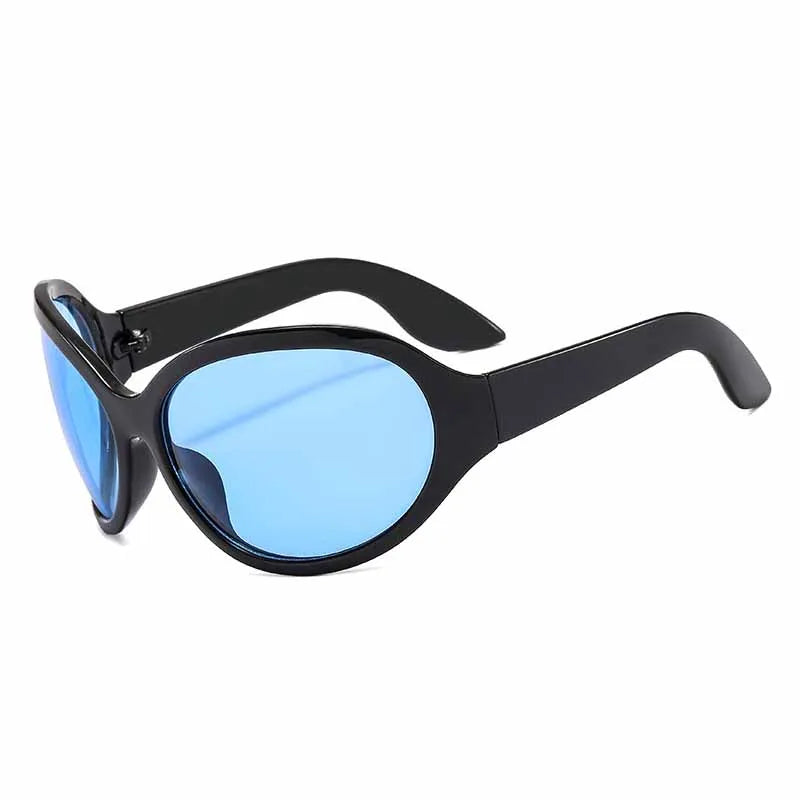 Oversized Oval Sunglasses Y2K Punk — Black | KIMLUD