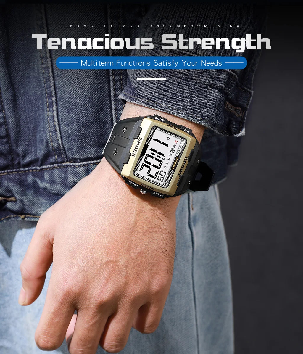Digital Wristwatch Men's Sports Electronic Watch Waterproof Luminous Large Screen Watch Fashion Casual Students Wristwatch