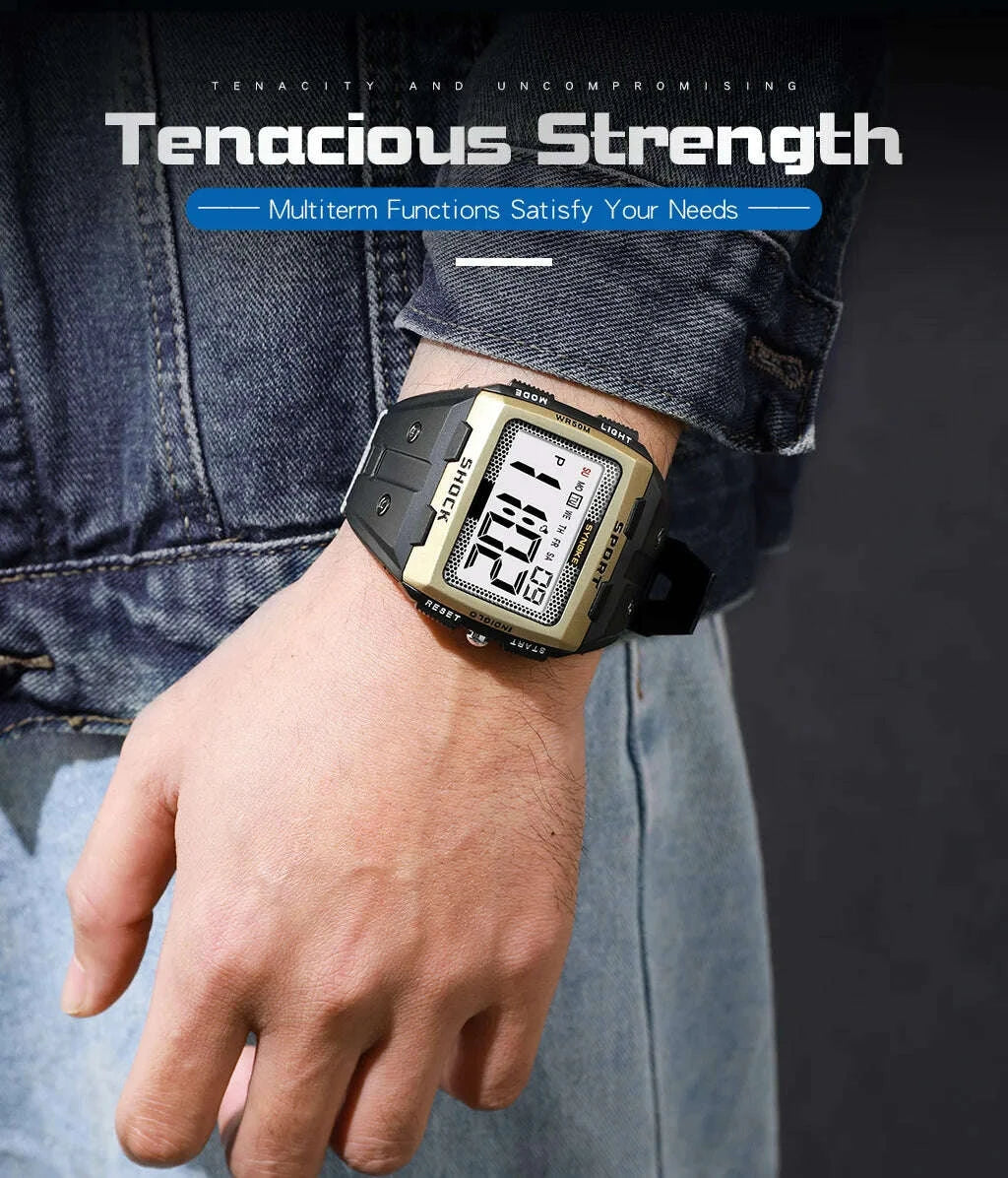 KIMLUD, Digital Wristwatch Men's Sports Electronic Watch Waterproof Luminous Large Screen Watch Fashion Casual Students Wristwatch, KIMLUD Womens Clothes