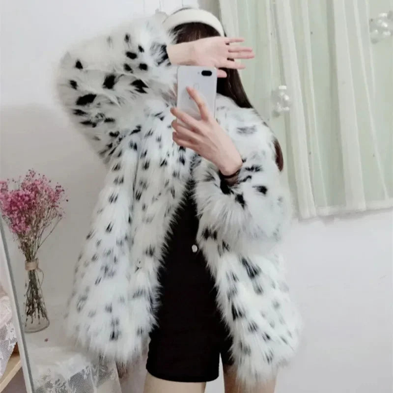 Cardigan – Leopard Faux Fur – Synthetic Fiber – Regular | KIMLUD