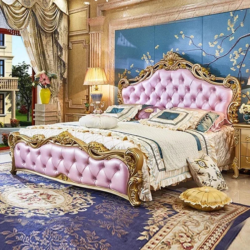 Luxury Human Bedroom Set Wooden Sleeping Letti E Mobili Nordic Furniture Large Princess Master Bedroom Set Double Villa High