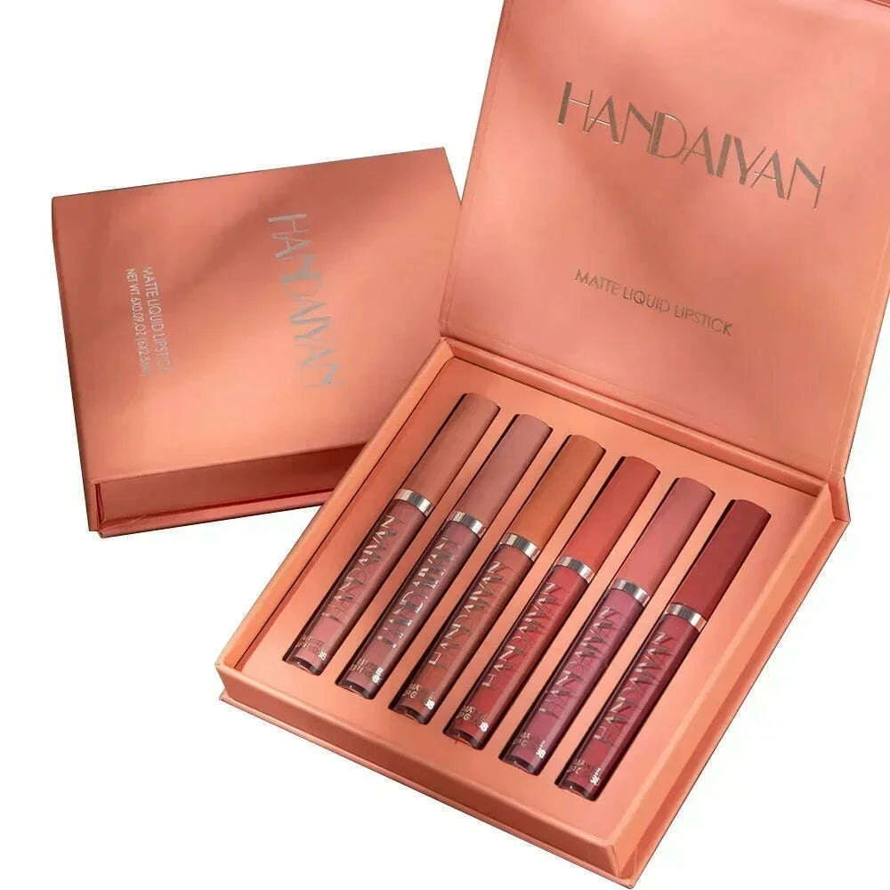 handaiyan-6-pcs-lipstick-set-make-up-for-women-non-stick-cup-waterproof-long-lasting-cosmetics-korean-makeup-matte-lipstick-kimlud-kimlud-33914995