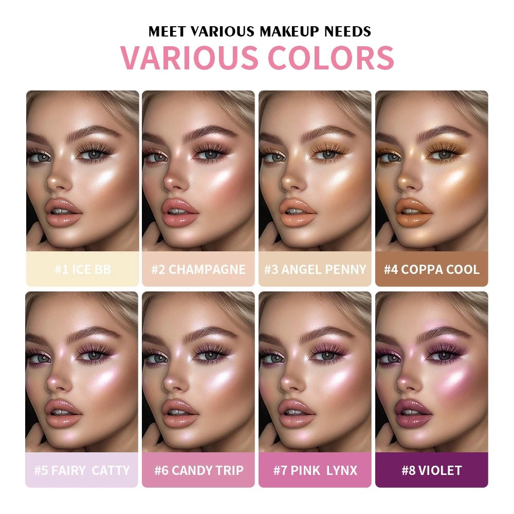 High Gloss Cement Case Cream Palette Set Makeup Matte & Shimmer Finishes with Pink Brown Nude Tones Long-Lasting Curve Case