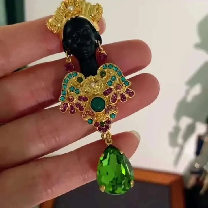 KIMLUD, Vintage Women Men Classic Crystal Pendant Sheik Brooch Badges Retro Classic Lady Palace Rhinestone Enamel Pin Accessories, KIMLUD Womens Clothes