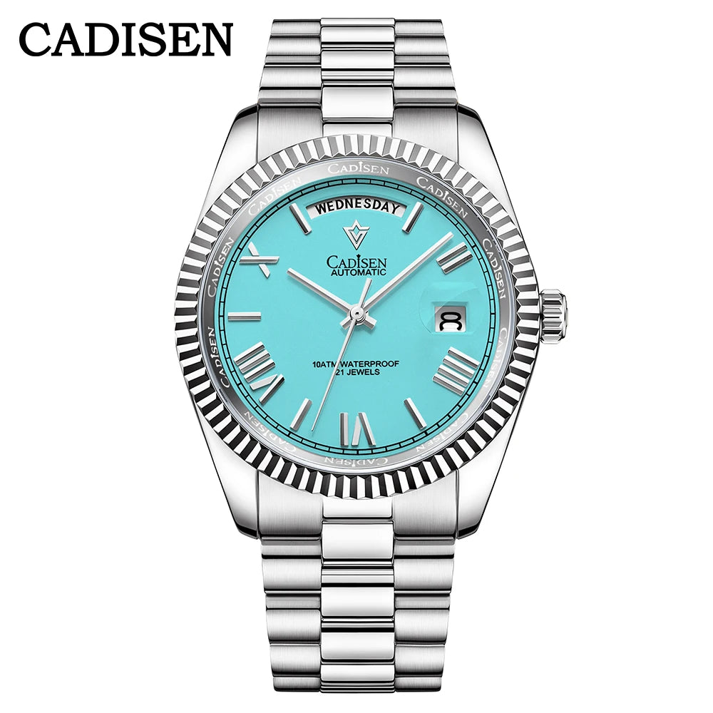 CADISEN Men's Mechanical Watches Luxury Meteorite Dial Automatic Watch For Men Week 100M Japan MIYOTA 8285 Movement Clock Man