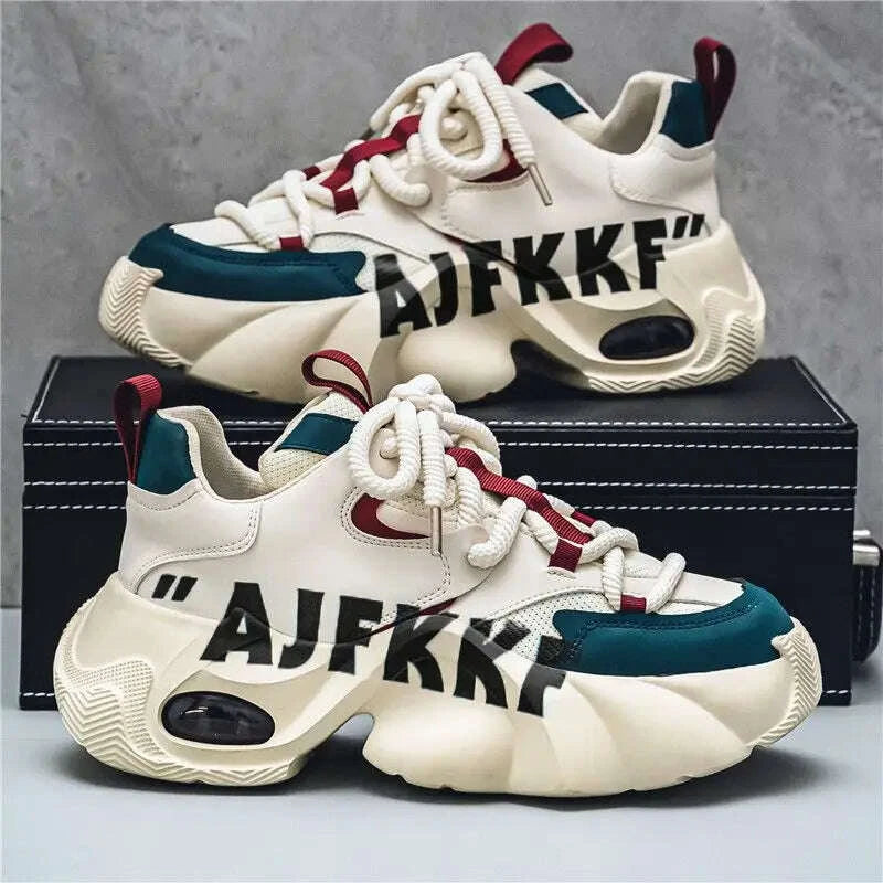 KIMLUD, Ins Color-blocking Trendy Men's Shoes 2025 Yellow Dad Shoes Chunky Sneakers Man Thick-soled Height-enhancing Casual Sports Shoes, KIMLUD Womens Clothes