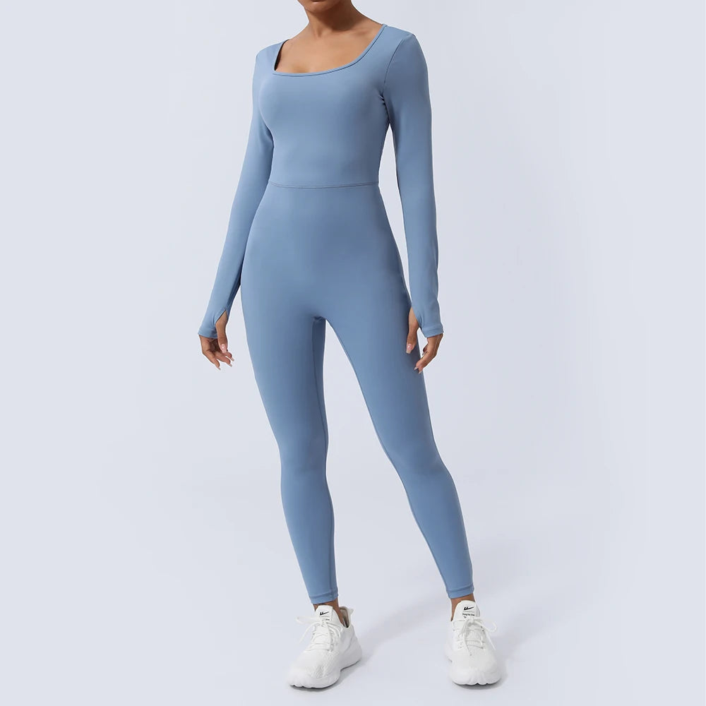 Jumpsuit – Backless Long Sleeve – Nylon – Yoga Set | KIMLUD