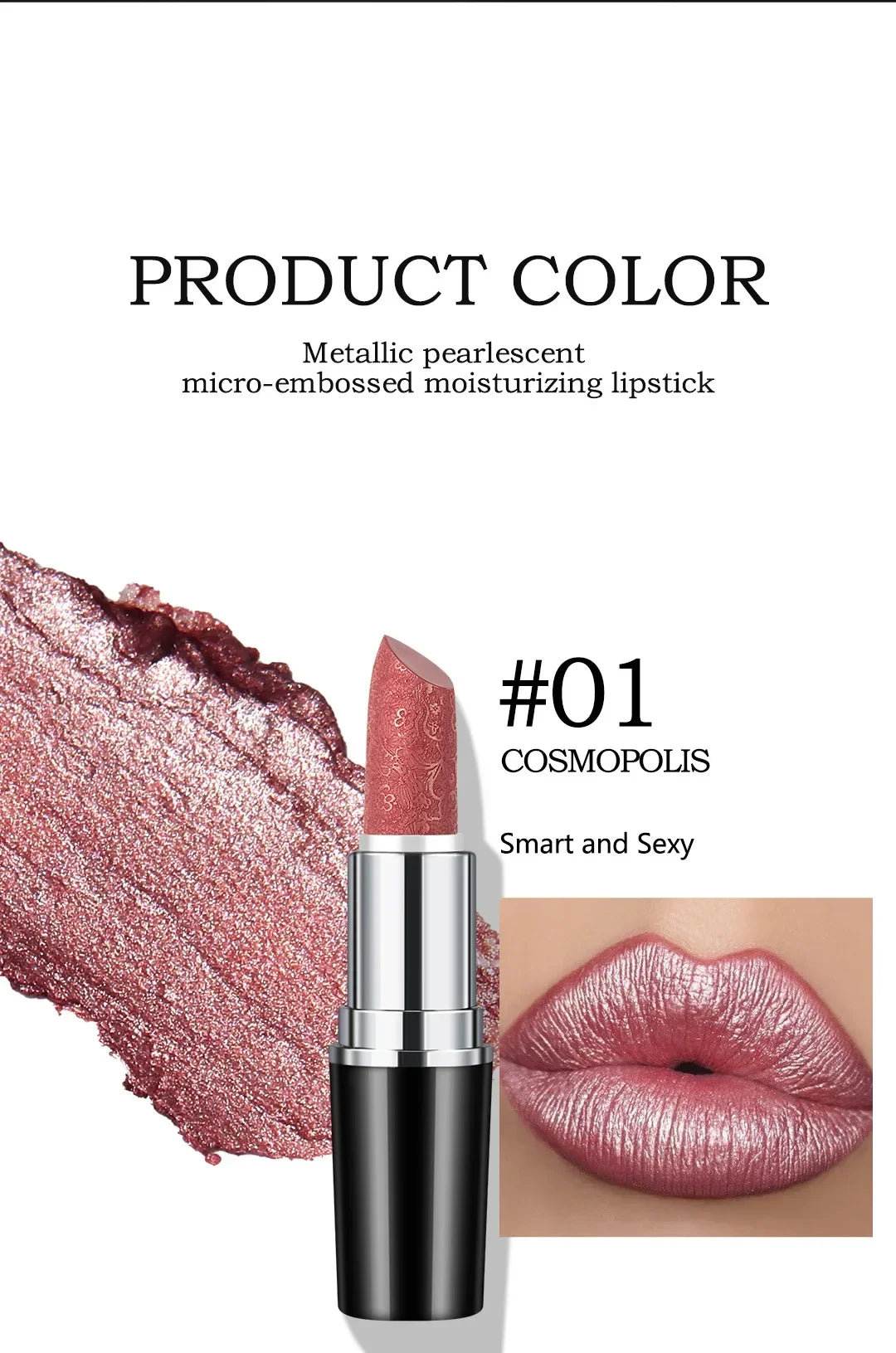Pearlescent Lip Gloss Long-Lasting Hydrating — Rosy Pearlescent Pink | KIMLUD