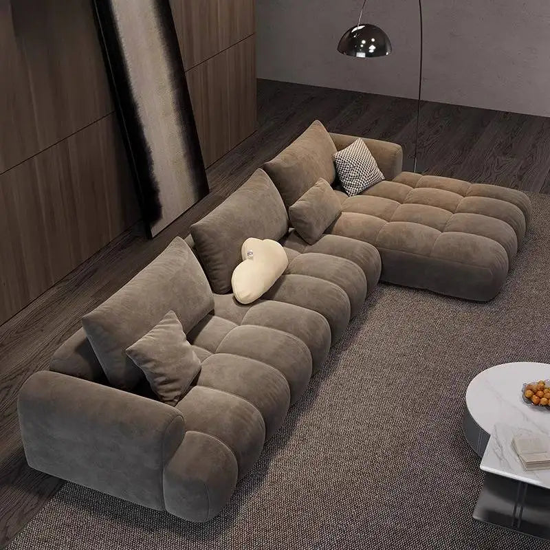 Nordic Minimalist Cushioned Sofa — Rich Chocolate Brown | KIMLUD