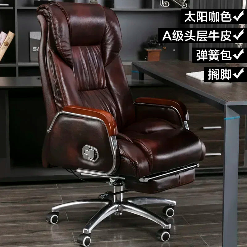 Retro Executive Leather Chair Armchairs Editor Choises Fashion Aluminium Office Chair Working Relax Silla Escritorio