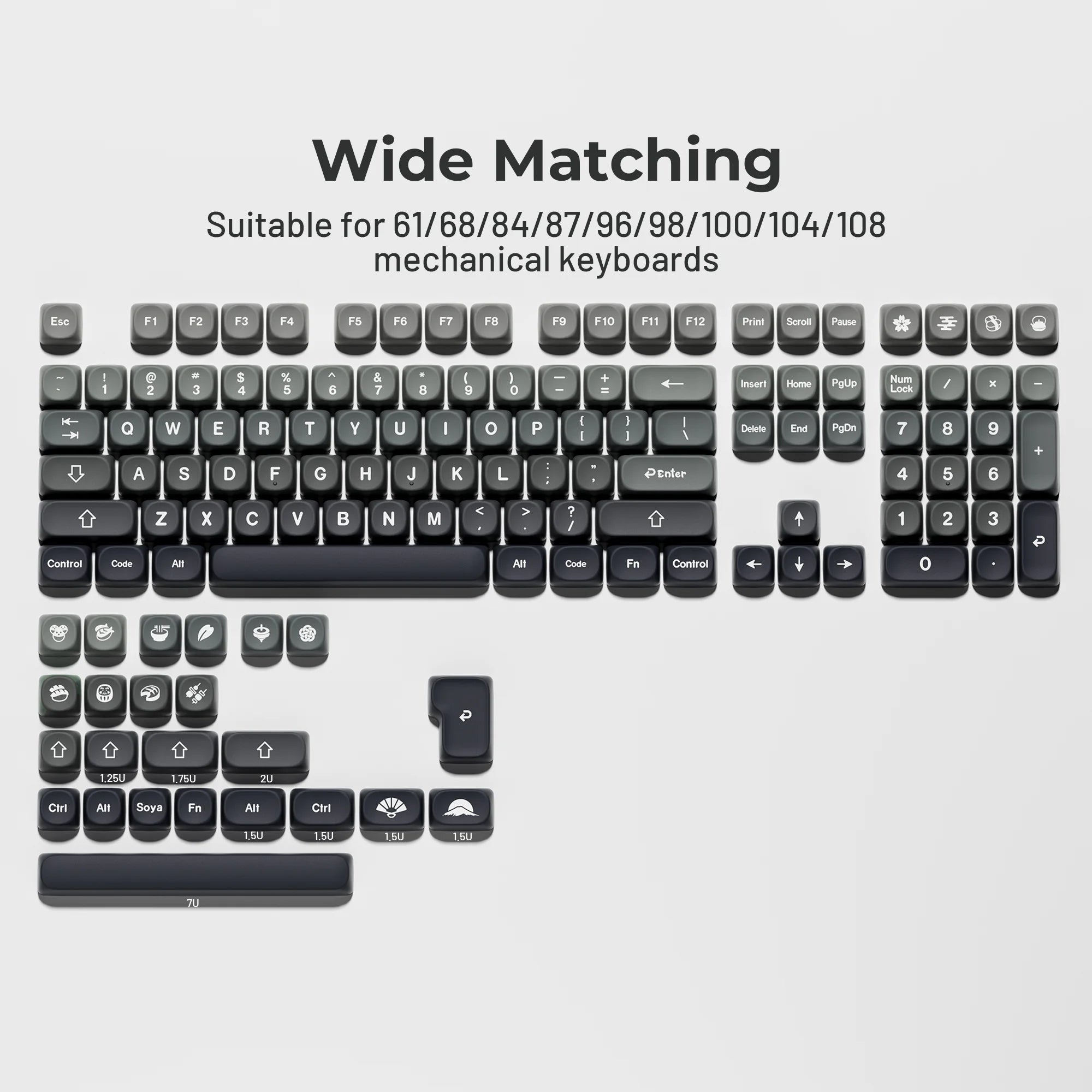XVX Gradient Green MOA PBT Keycaps Custom Keyboard Keycaps 75 Percent Dye Sublimation Keycaps for Cherry MX Switches 132 Keys