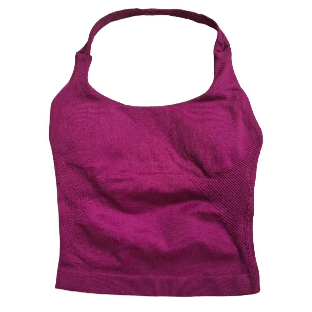 Padded Sports Bra – Backless Strappy – Halter | KIMLUD