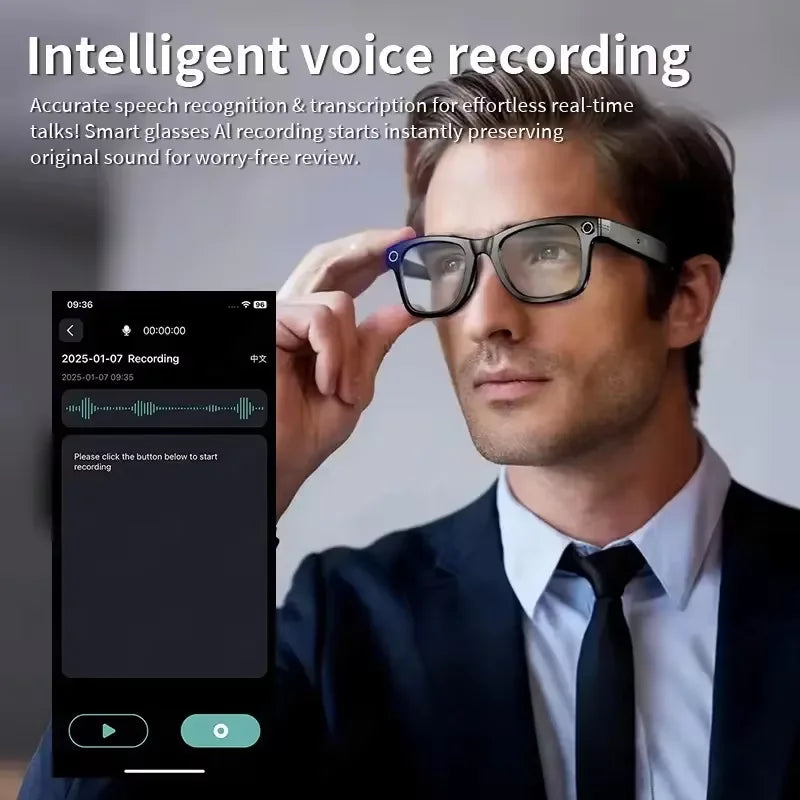 Smart Glasses With 8K Camera, Video Recording, AI Translation And Photo Recognition — Black | KIMLUD