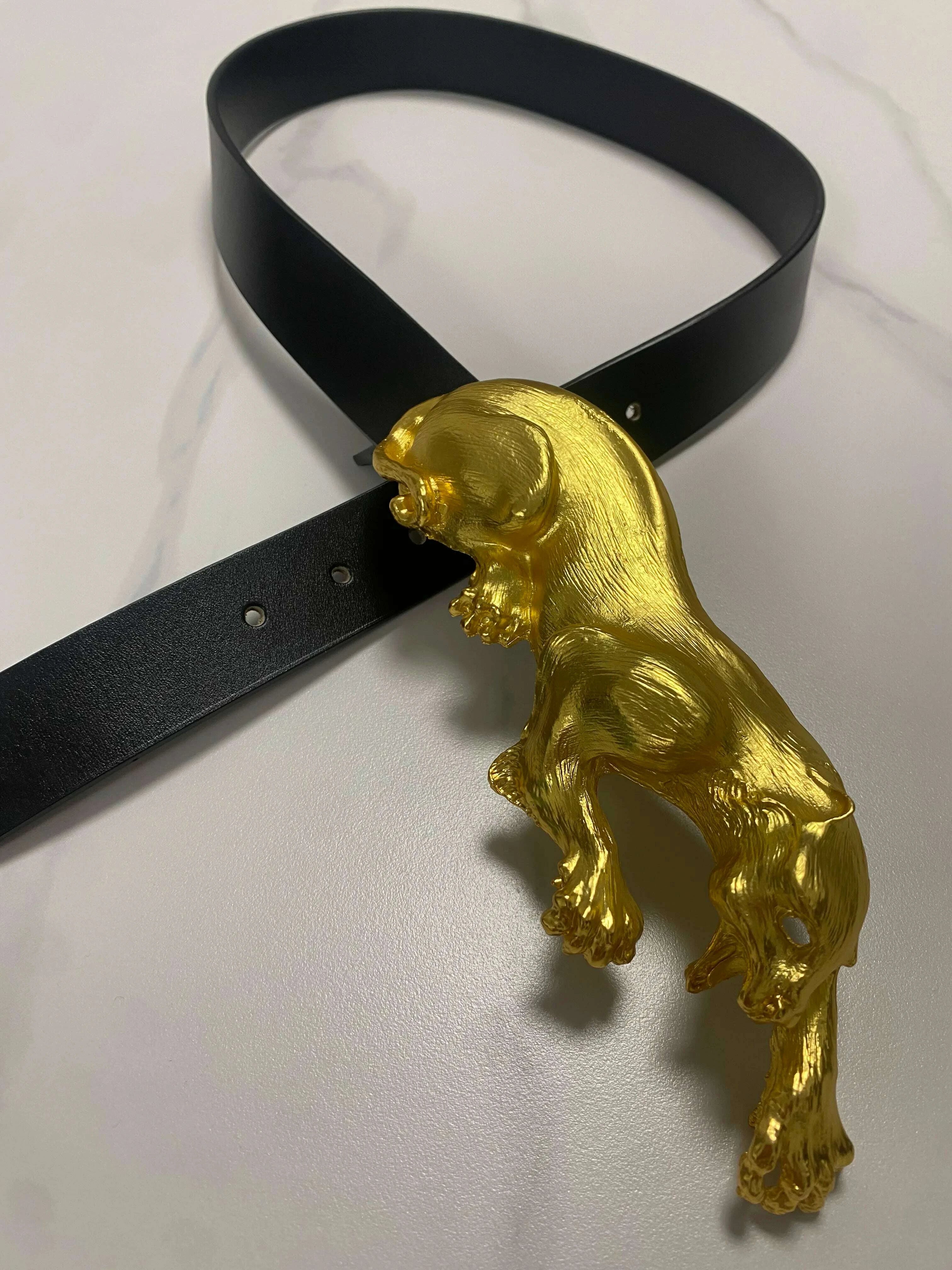 KIMLUD, Women's Fashion Black Genuine Leather Gold Leopard corset Female Cummerbund Coat Waistband Dress Decration Wide Belt J005, KIMLUD Womens Clothes