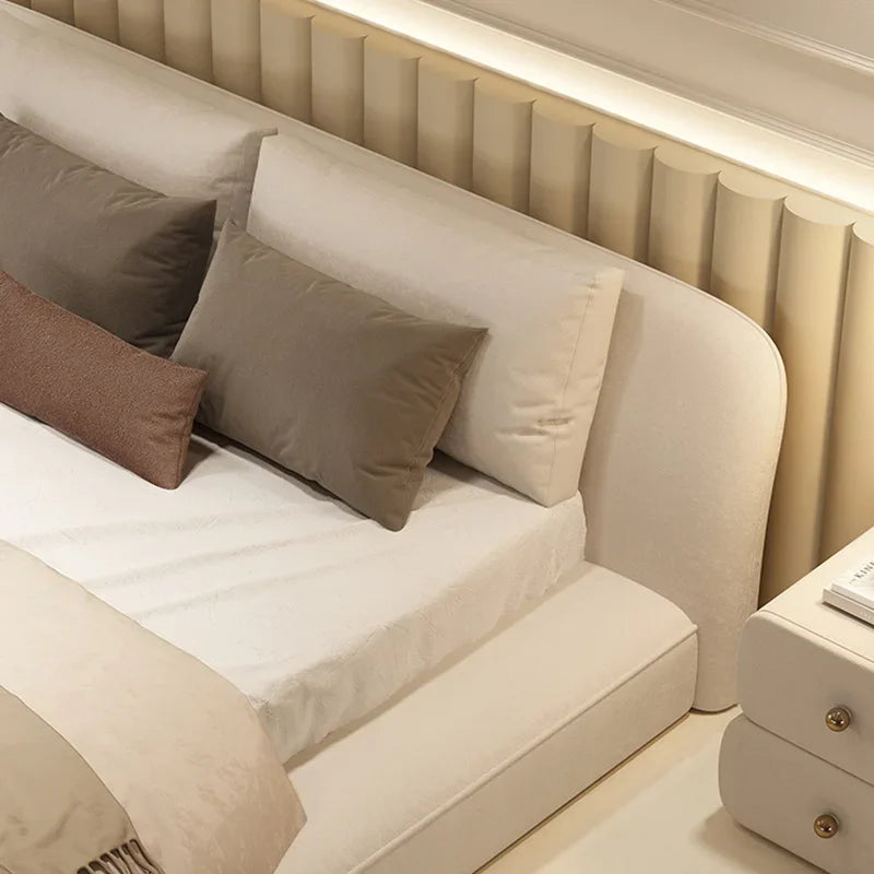 Minimalist Modern Wood Queen Size Bed With Storage — White | KIMLUD