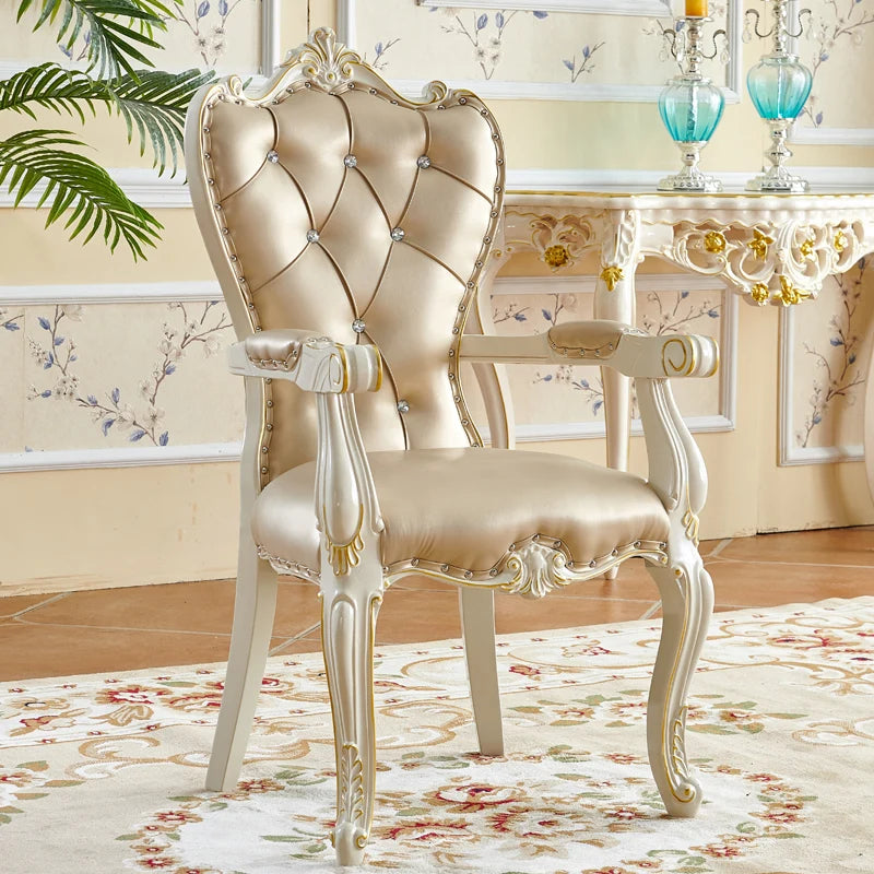 X European Solid Wood Dining Chair Princess Lazy Throne Luxury Lounge Chair Fashion Butterfly Ergonomic Muebles Entrance Furnitu