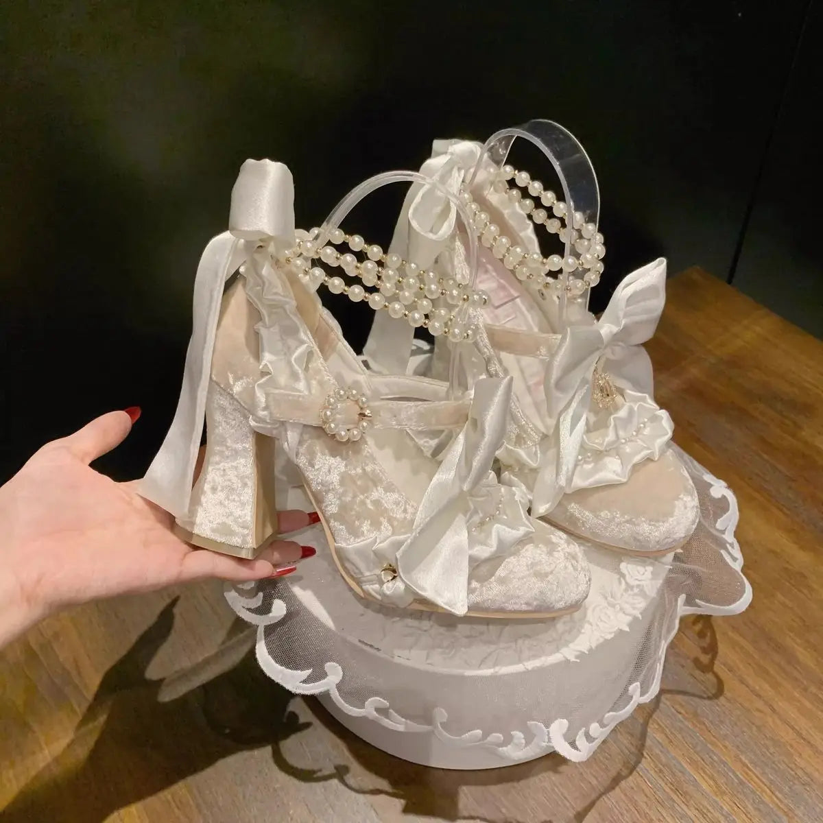 Pumps – Velour Bowknot – Court Style | KIMLUD