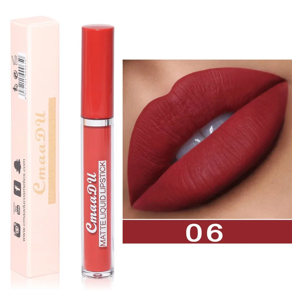 Nude Velvet Matte Lipstick Long Lasting Waterproof Rendering Non-stick Cup Makeup Lip Glaze Lips Liner Pencil Woman Cosmetics