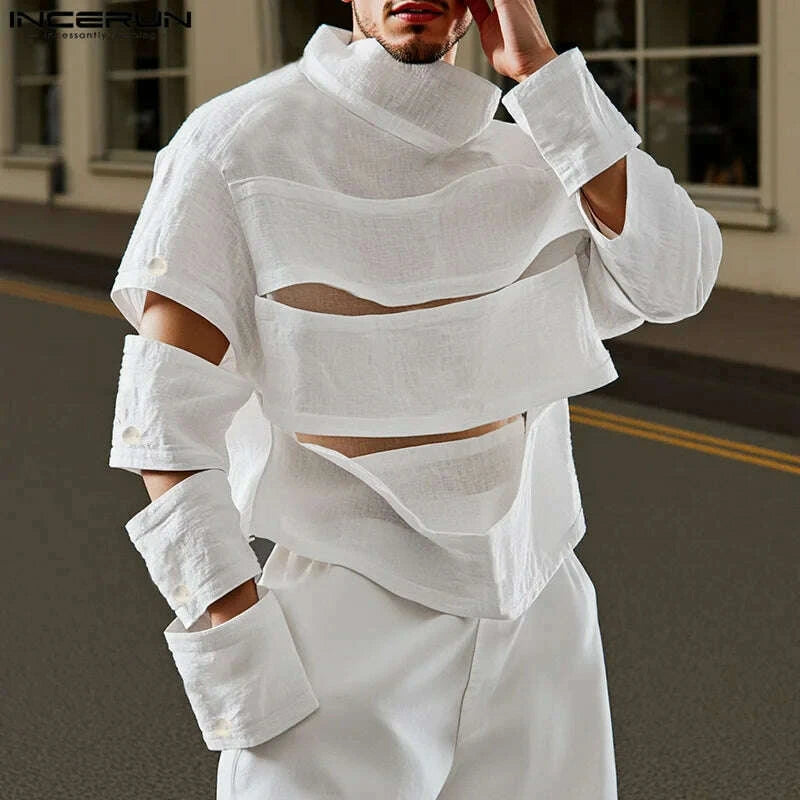 Hollow Out Irregular Turtleneck Long Sleeve Tee | KIMLUD