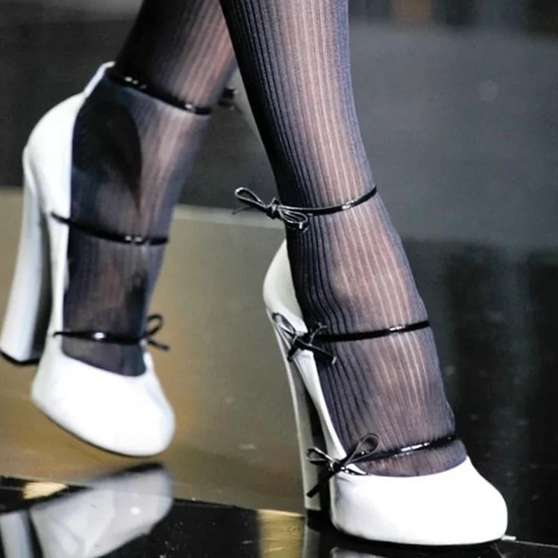 Heels – Butterfly Knot Strap – Leather | KIMLUD