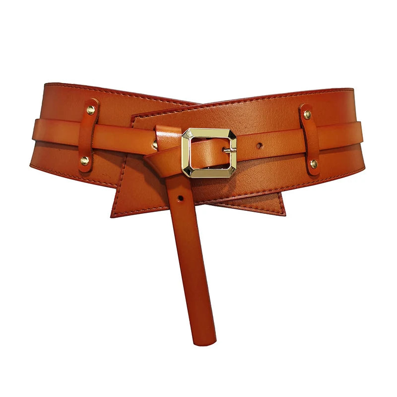 Medieval Leather Waist Belt Women Corset Wide Belts Girdle Belts Wide Cowhide Pin Buckle Waistbands For Dress Coat Decor