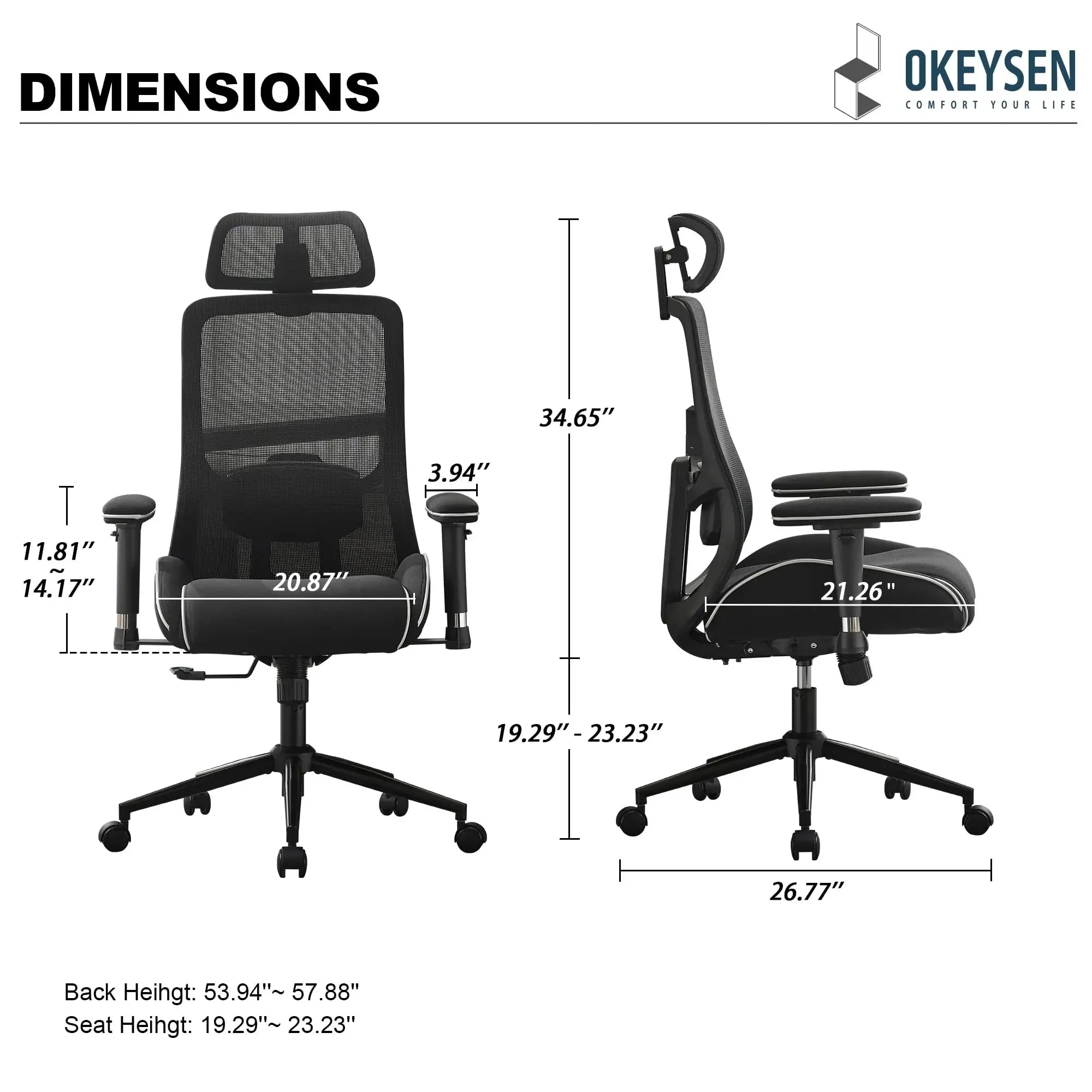 Mesh High Back Ergonomic Office Chair — Black | KIMLUD