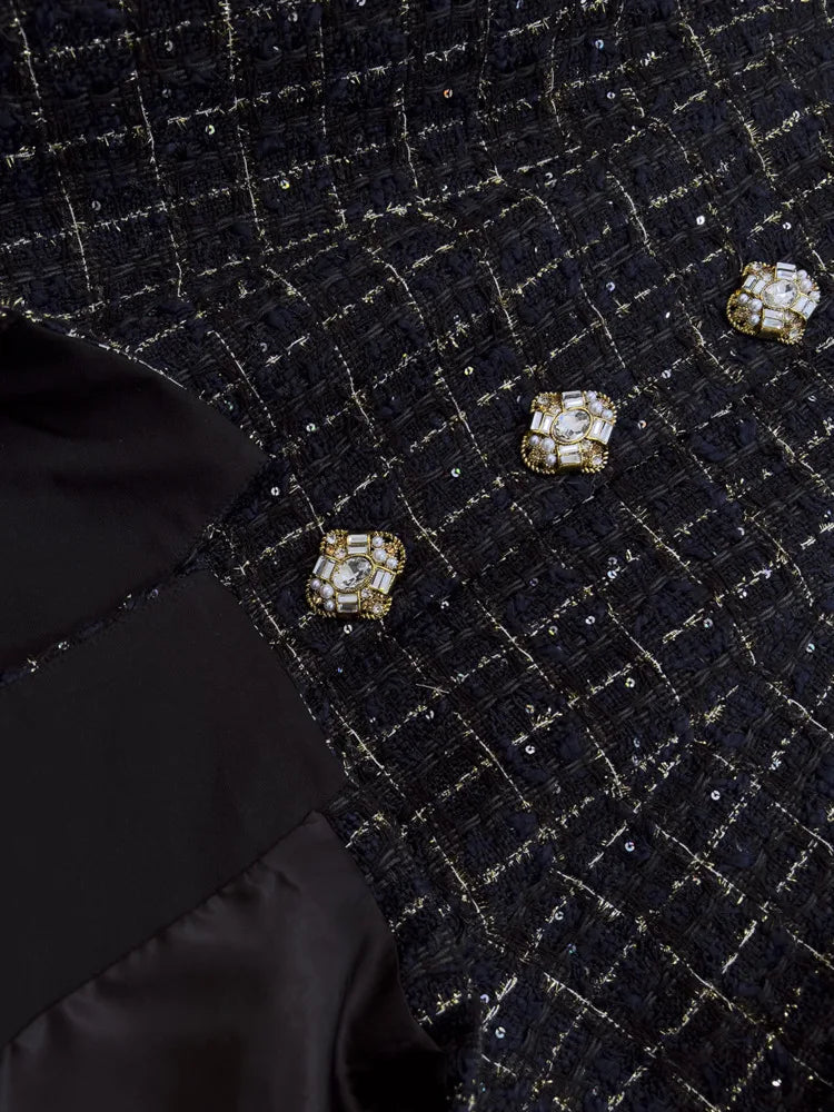 IEQJ Fashion Autumn Winter Evening Dress Women O-Neck Long Sleeves Single-breasted Zipper Cotton Tweed Umbrella Dresses New