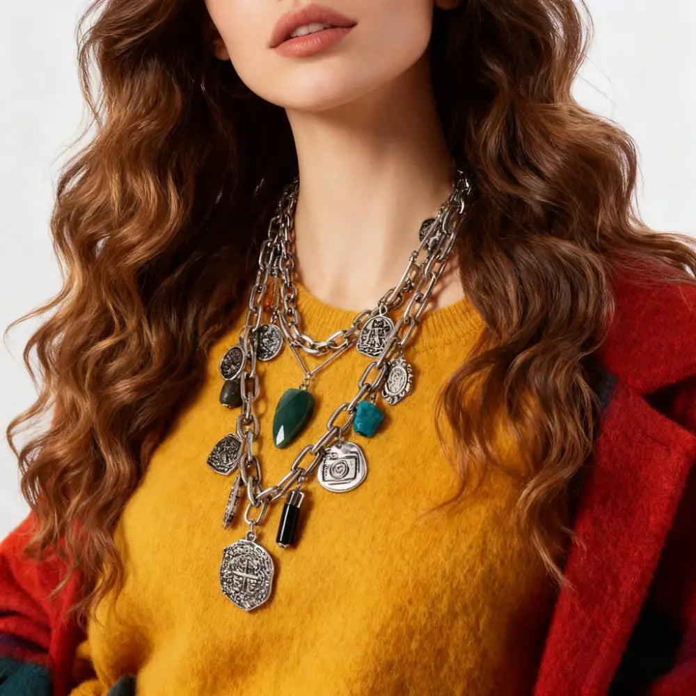 Unique Irregular Shape Pendants And Multi-Layered Designs In European And American Style Necklaces For Women's Banquets Travel