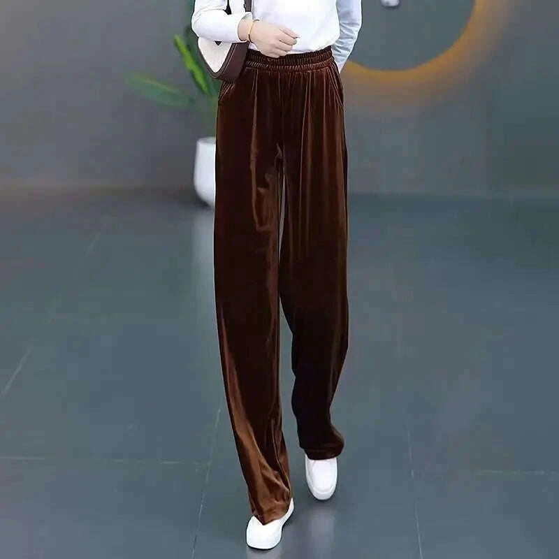 korean-fashion-women-pleuche-pants-autumn-winter-elastic-high-waist-solid-pockets-loose-office-lady-straight-wide-leg-trouserskimlud-womens-fashion-34628625