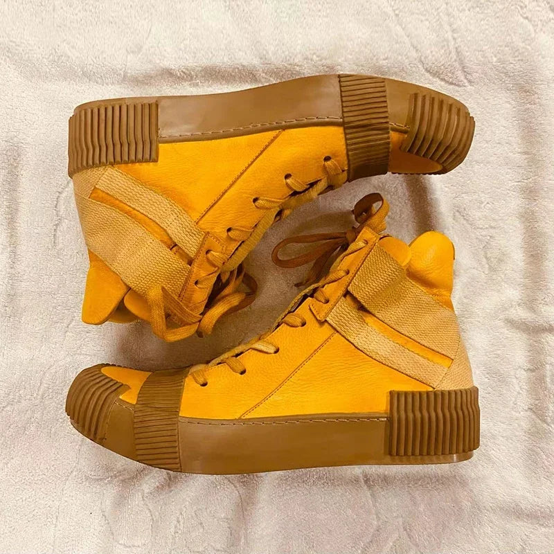 Original Design Pure Handmade BBS Customized Nappa Leather Goodyear Patchwork High Top Luxury Retro Hip Hop Artistic Boots