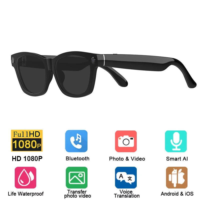 AI Smart Camera Sunglasses Men Women Video Recording Translation Sun Glasses Bluetooth Call Music Touch Eyewear Sports Shades