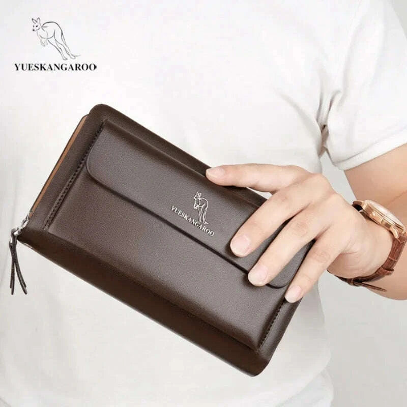 KIMLUD, Men's Wallet Long Male Purse Vintage PU Leather Man Clutch Money Bag Wristlets Walets for Men 2025 Caibu Coin Card Holder Murse, KIMLUD Womens Clothes