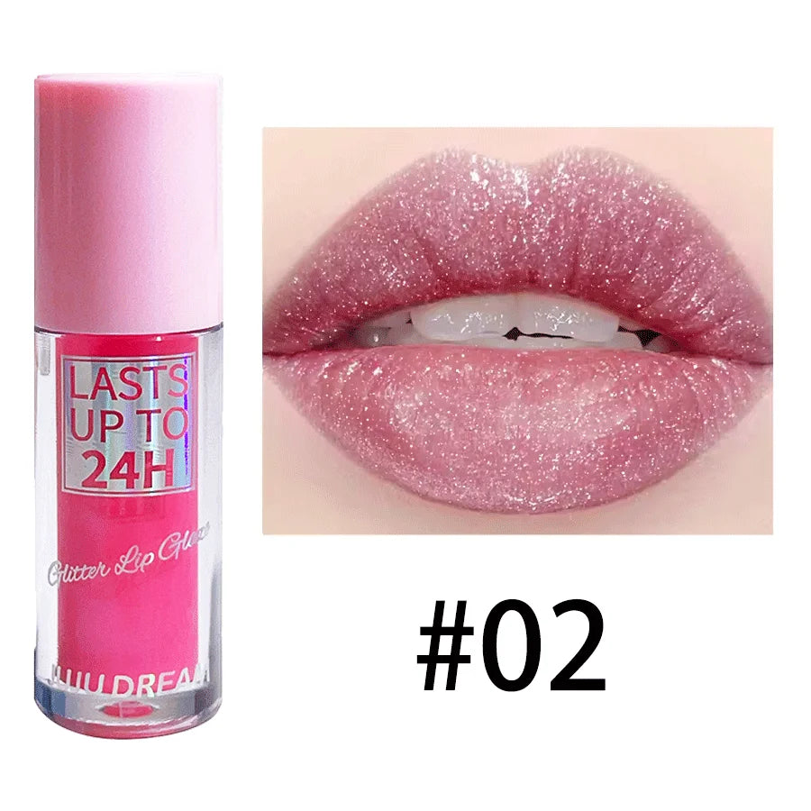 Glitter Lip Glaze Long Lasting — Pink Shimmer | KIMLUD