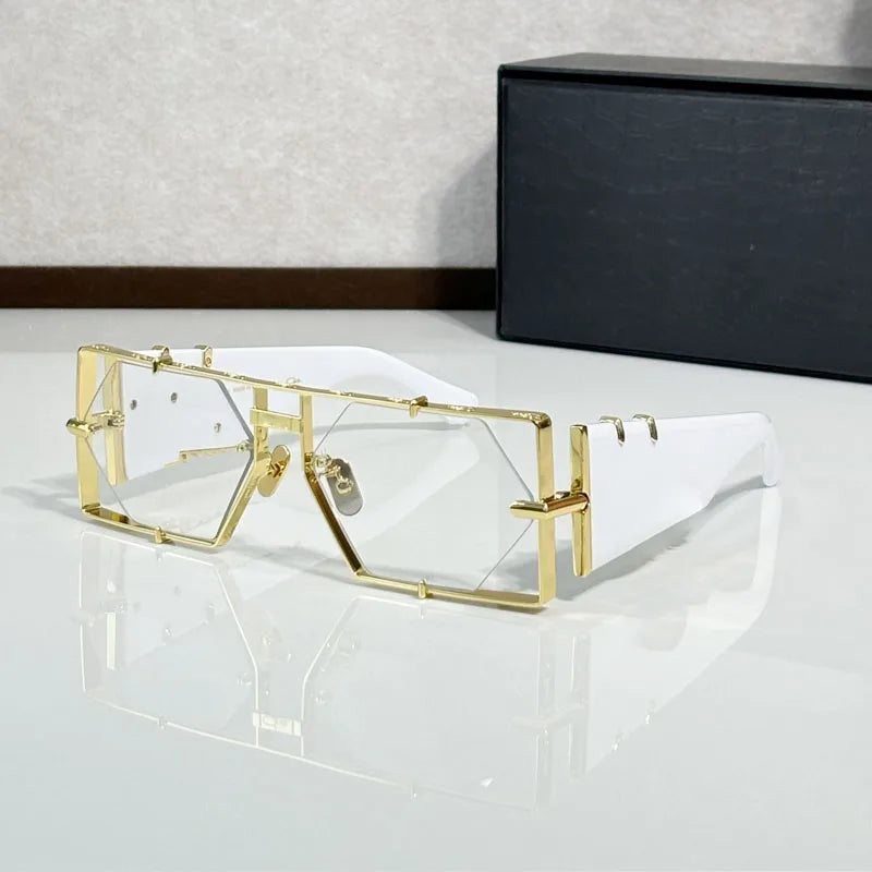 Metal Hexagon Sunglasses With Acetate Frame — Tortoiseshell Brown | KIMLUD