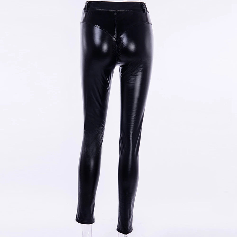 Sexy Faux Leather Leggings for Women - Shaping Butt Lift High Waist Slimming Exercise Pants Running Yoga Sports